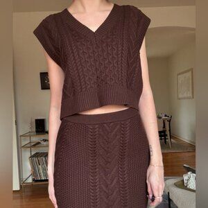 Babaton Cable Knit Sweater Vest + Skirt Set